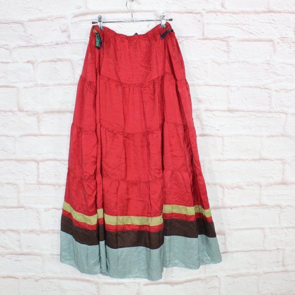 Boden Multicolor 100% Silk Elastic Waist Lined Maxi Skirt Size 20 - Picture 7 of 10